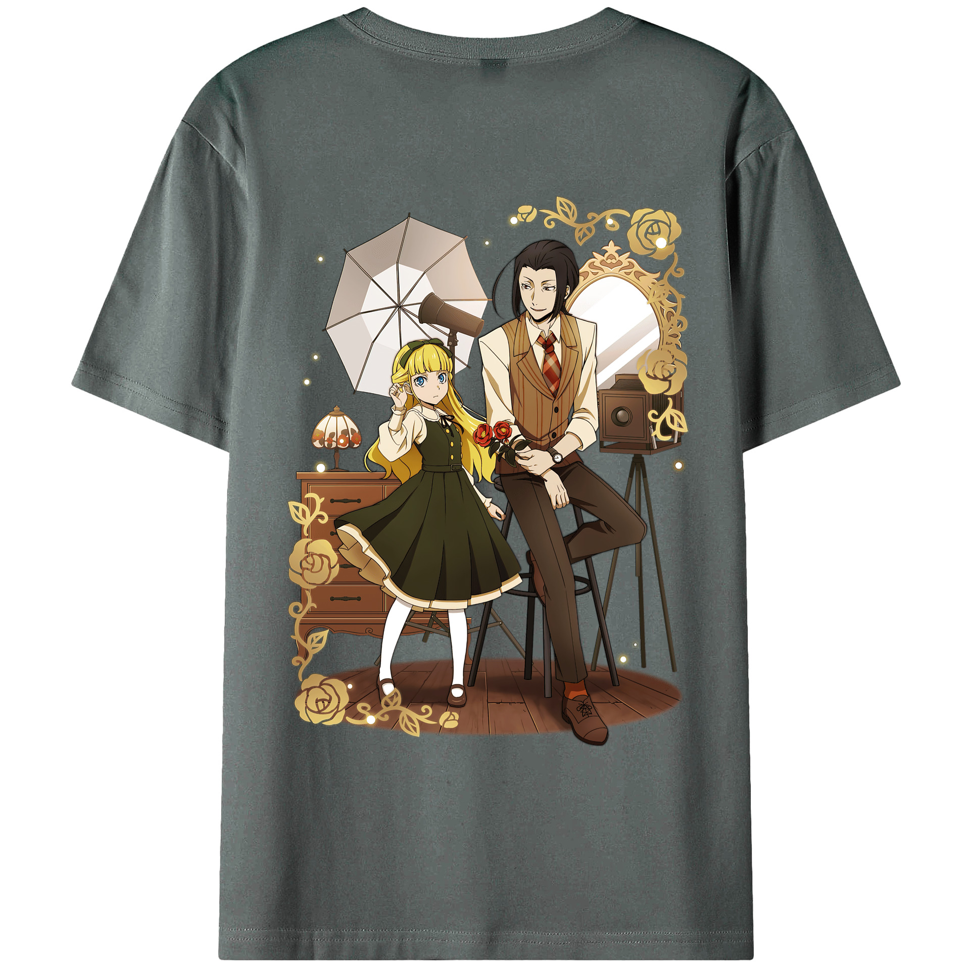 （画像用） 文豪ストレイドッグス Bungo Stray Dogs 綿100％ メンズ半袖Tシャツ（バックプリント） 通気性